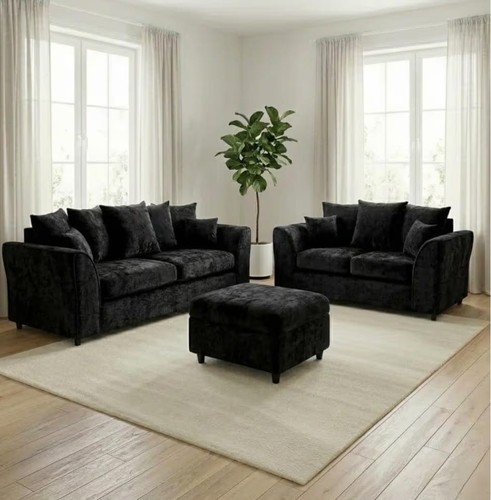 Black chicago seater sofa - black, 3+2